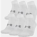 Under Armour Training White Cotton Low Cut 6-Pack Socks 1346786-100